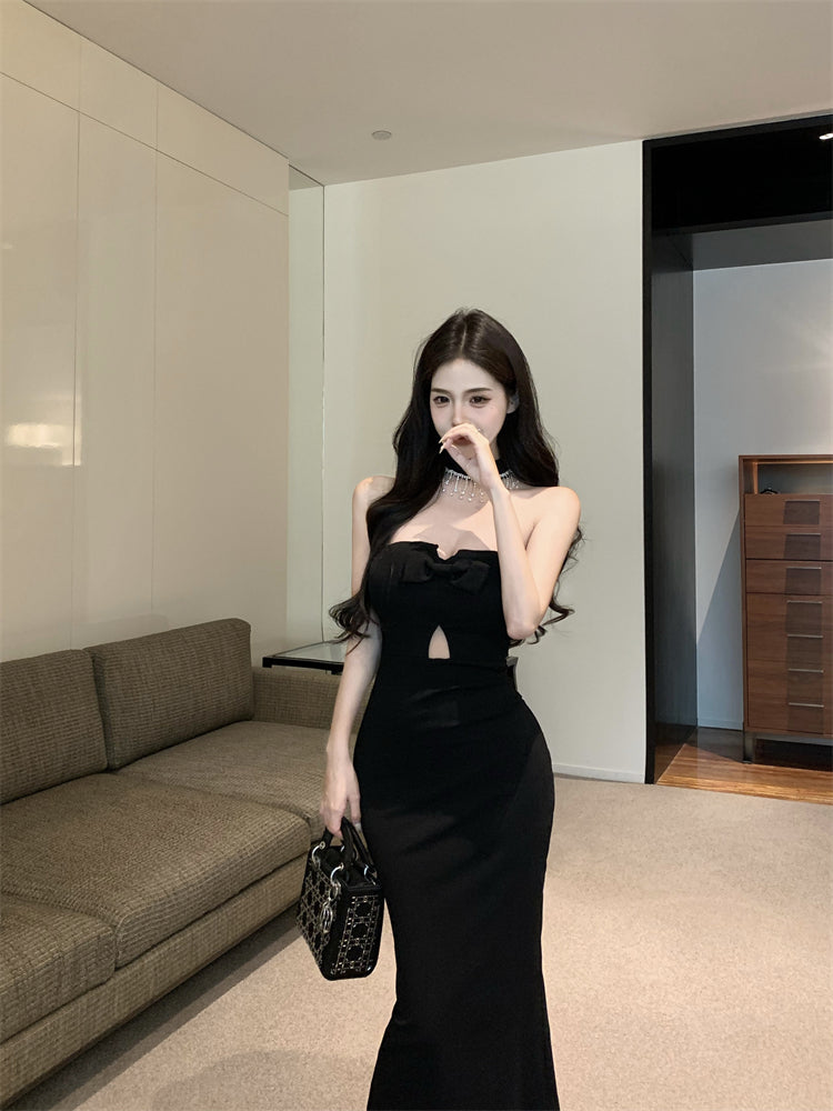 【dress】リボンホルターネックタイトワンピースG24436