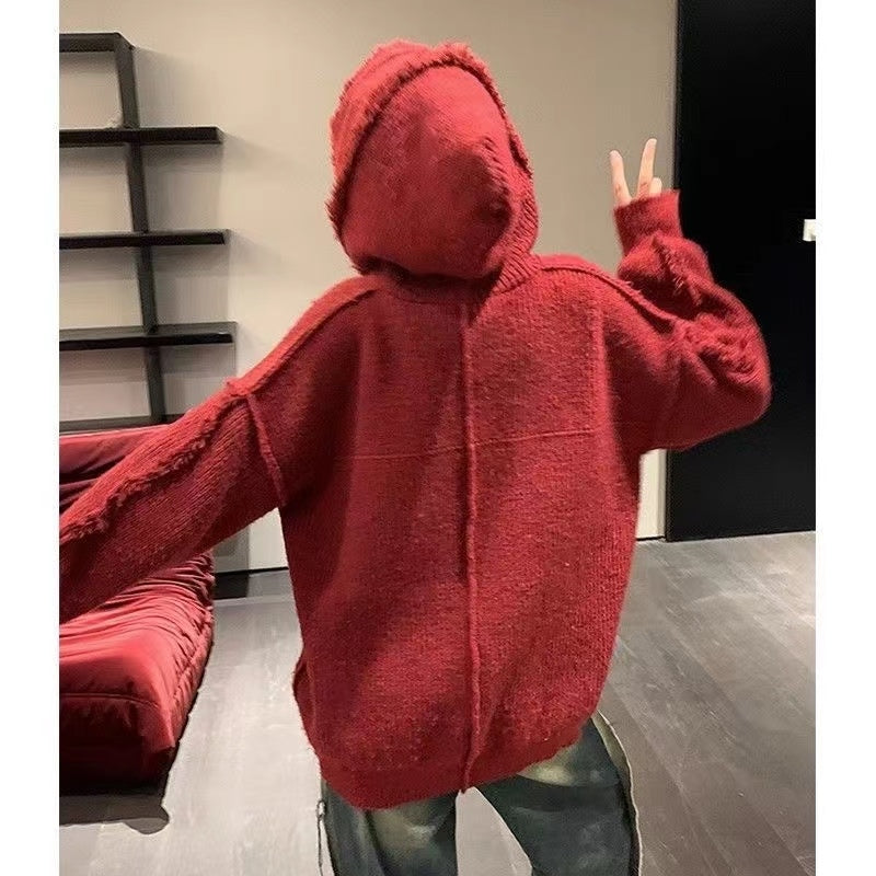 【tops】フード付き厚手ニットセーターG24446