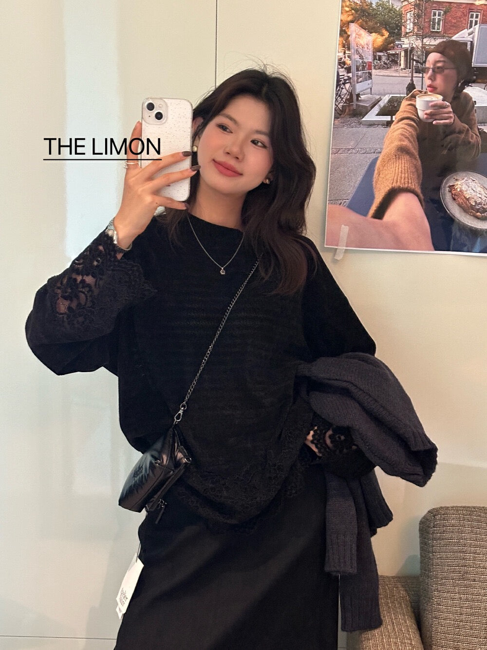 【tops】レース切り替え長袖TシャツG24448