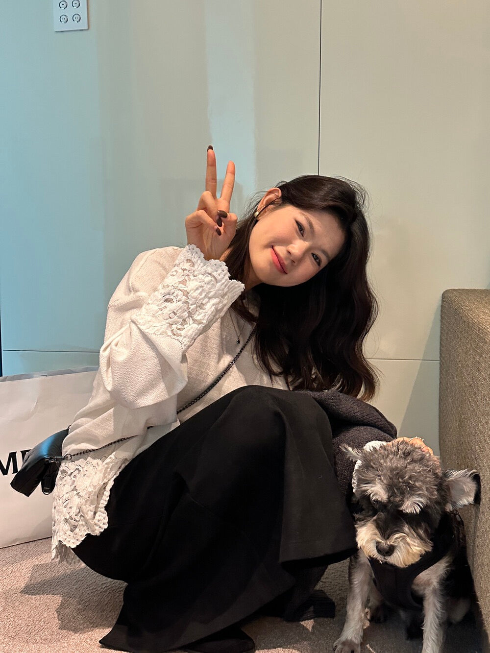 【tops】レース切り替え長袖TシャツG24448