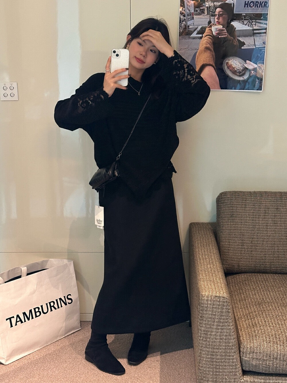 【tops】レース切り替え長袖TシャツG24448