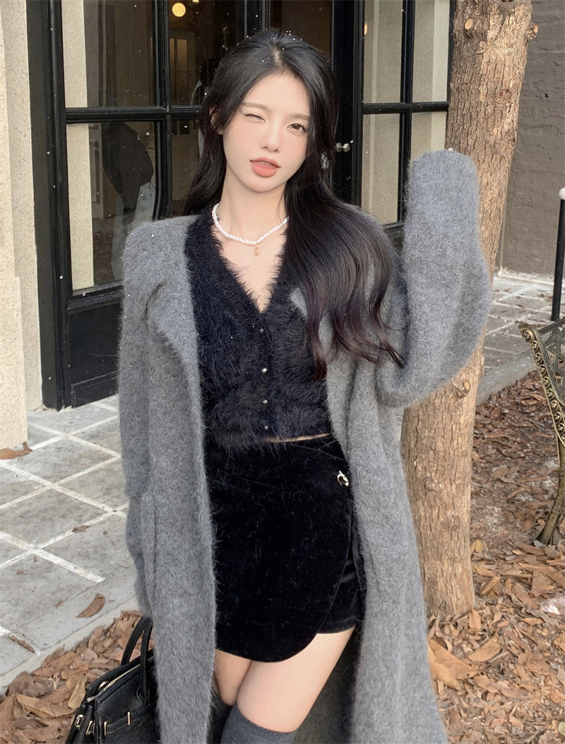 【outer】ゆったりロング丈ニットカーディガンG24451