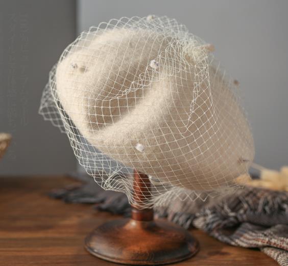 【小物】4色メッシュキラキラベレー帽子F8416