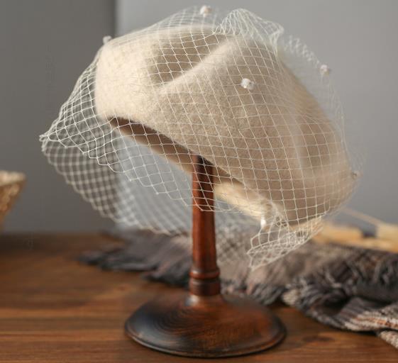 【小物】4色メッシュキラキラベレー帽子F8416