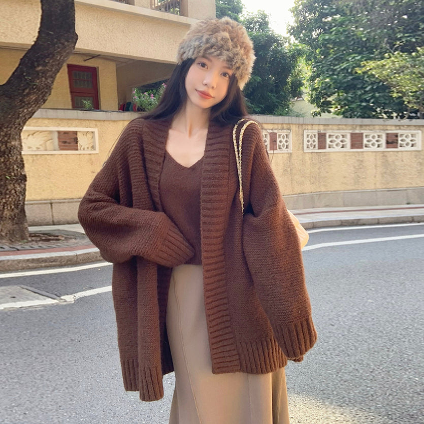 【outer】Vネック長袖ニットカーディガンG24453