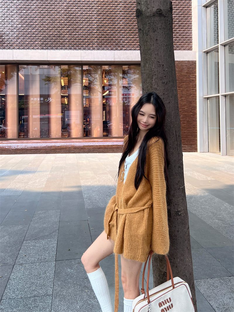 【outer】ゆったりVネックニットカーディガンG24454