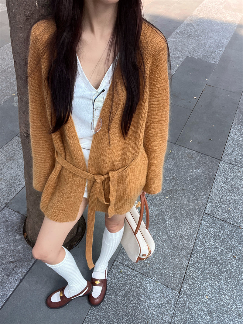 【outer】ゆったりVネックニットカーディガンG24454