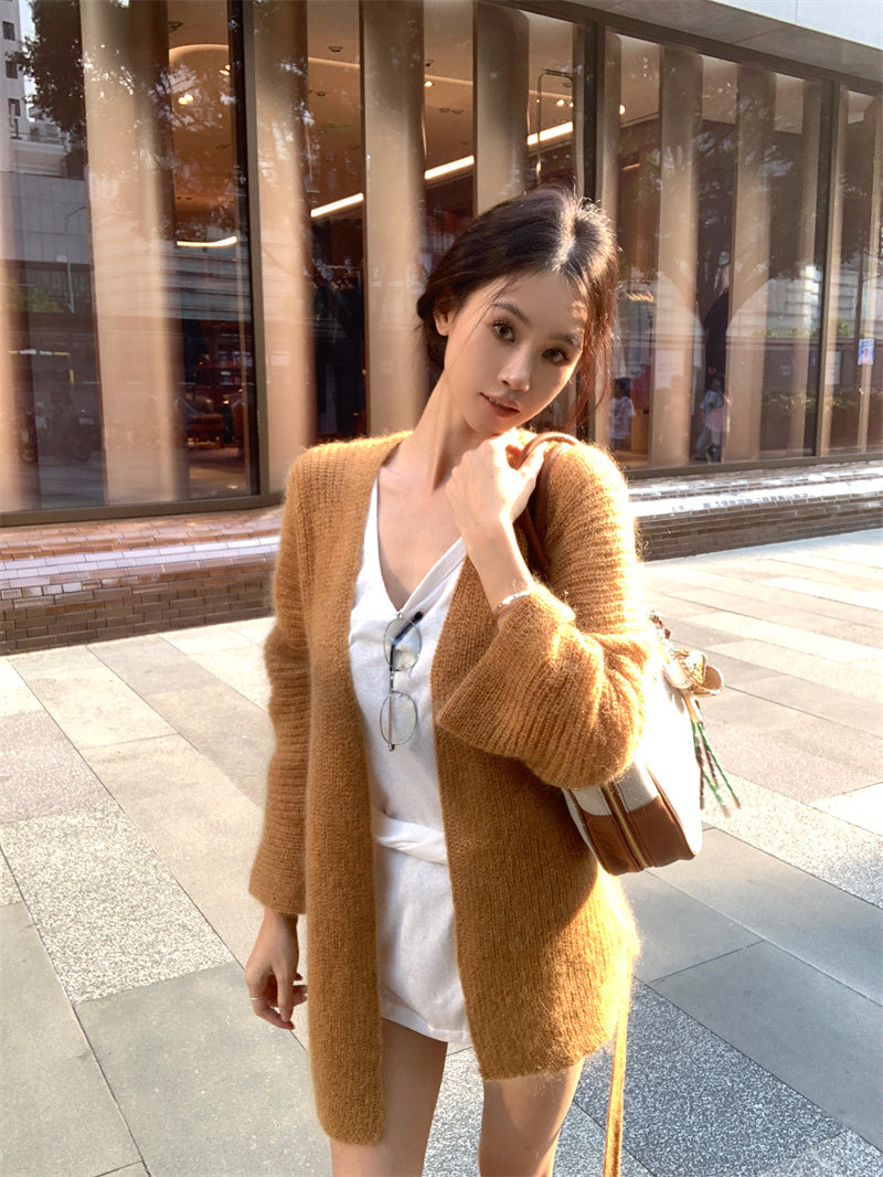 【outer】ゆったりVネックニットカーディガンG24454