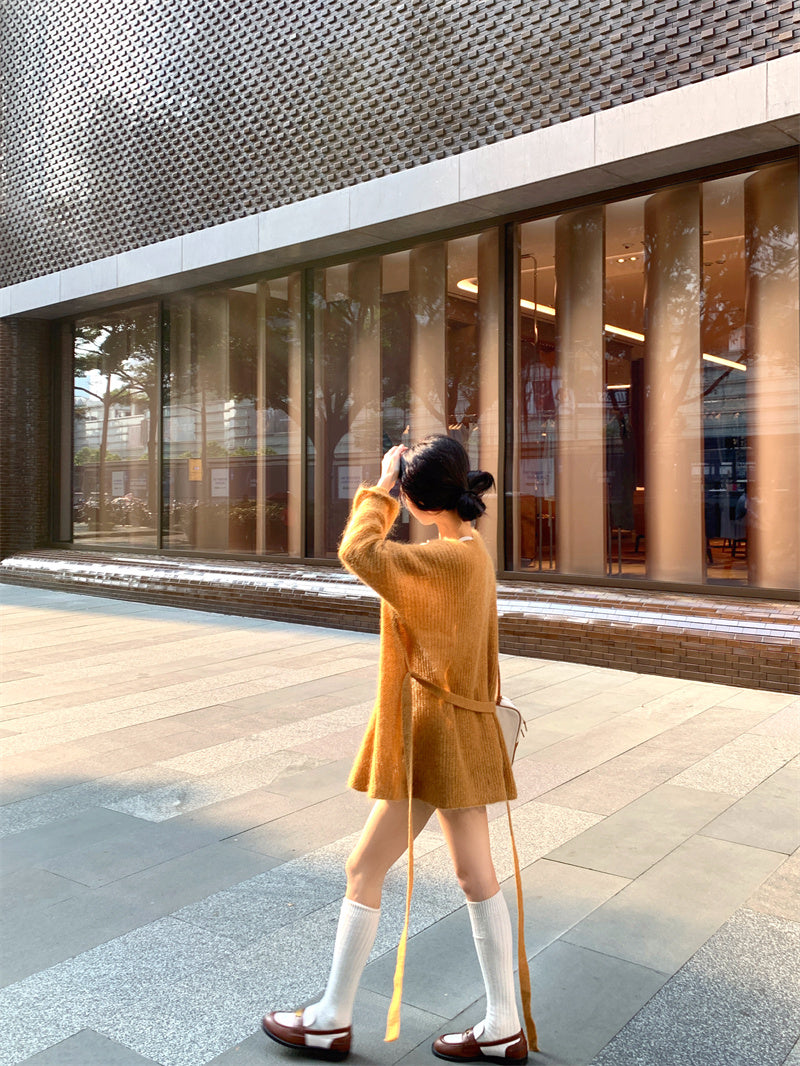 【outer】ゆったりVネックニットカーディガンG24454