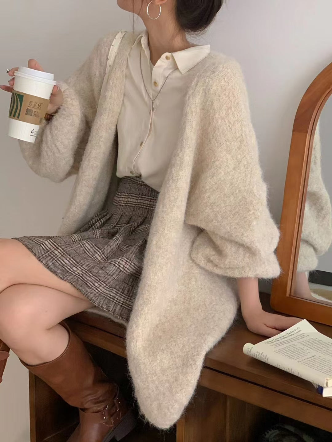 【outer】ゆったり厚手ニットカーディガンG24455