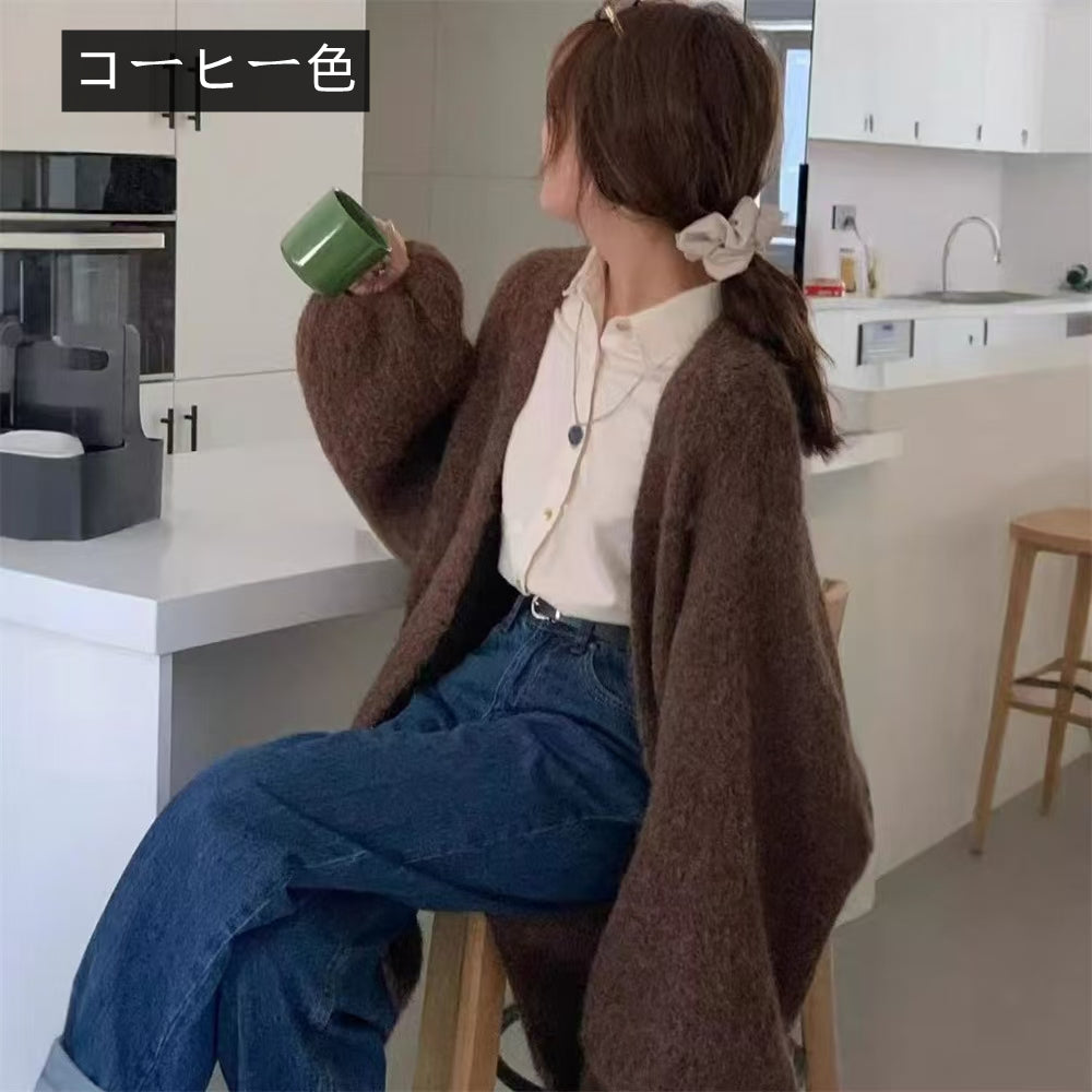 【outer】ゆったり厚手ニットカーディガンG24455