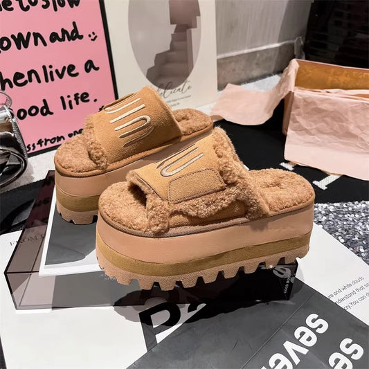 【shoes】3色 厚底ファースリッパG24457