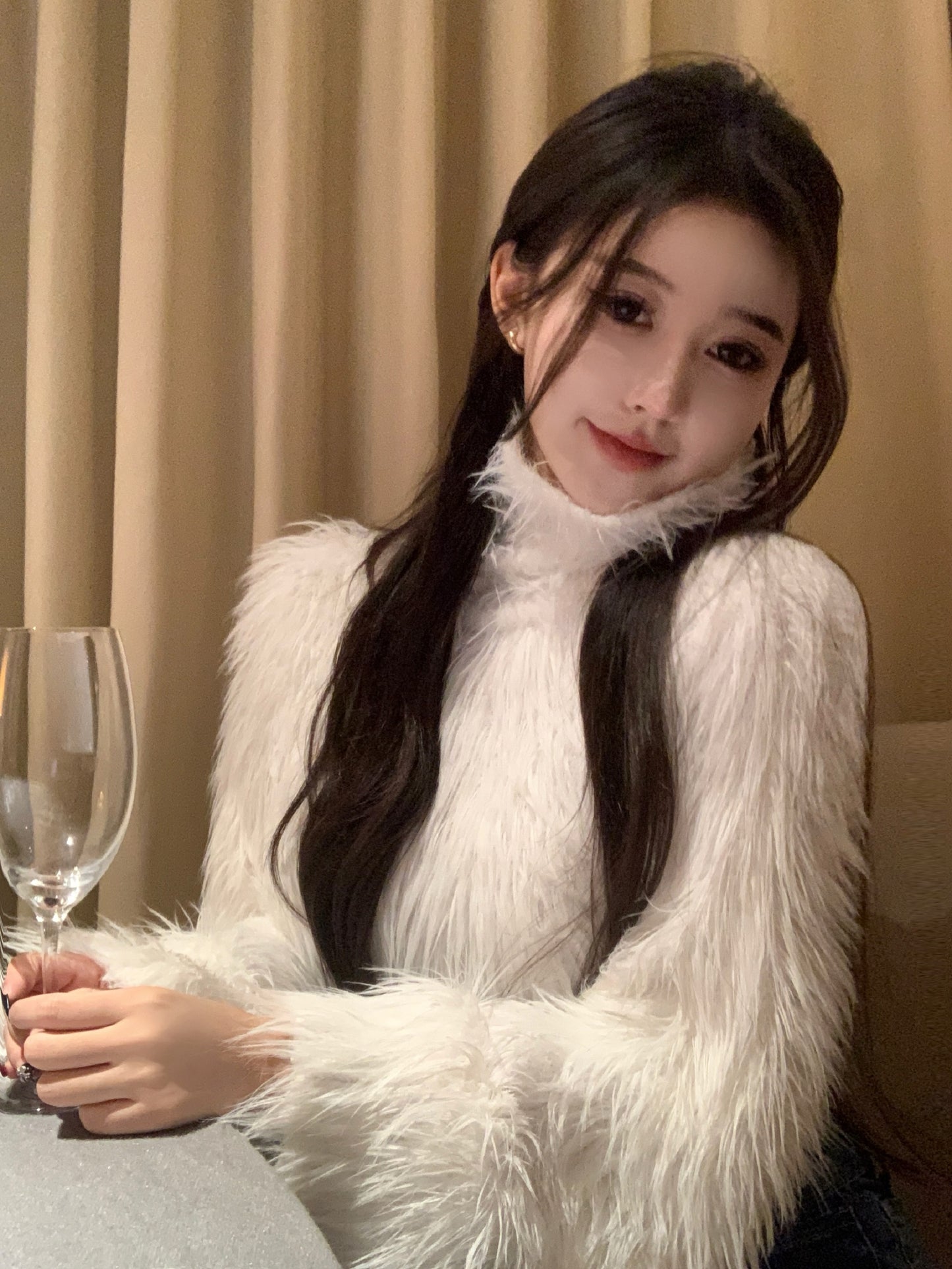 【tops】厚手ハイネックファー秋冬セーターG24461