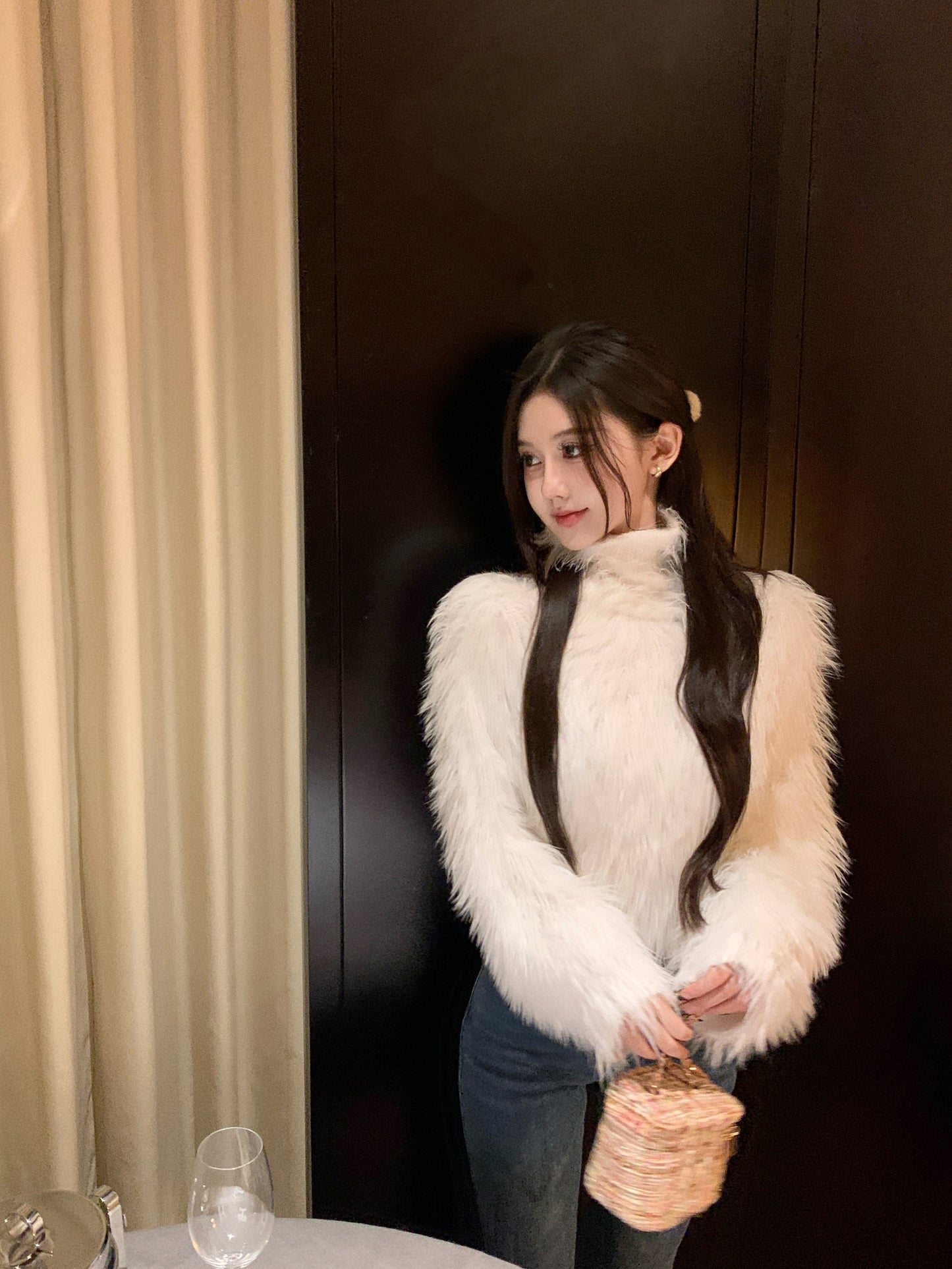 【tops】厚手ハイネックファー秋冬セーターG24461