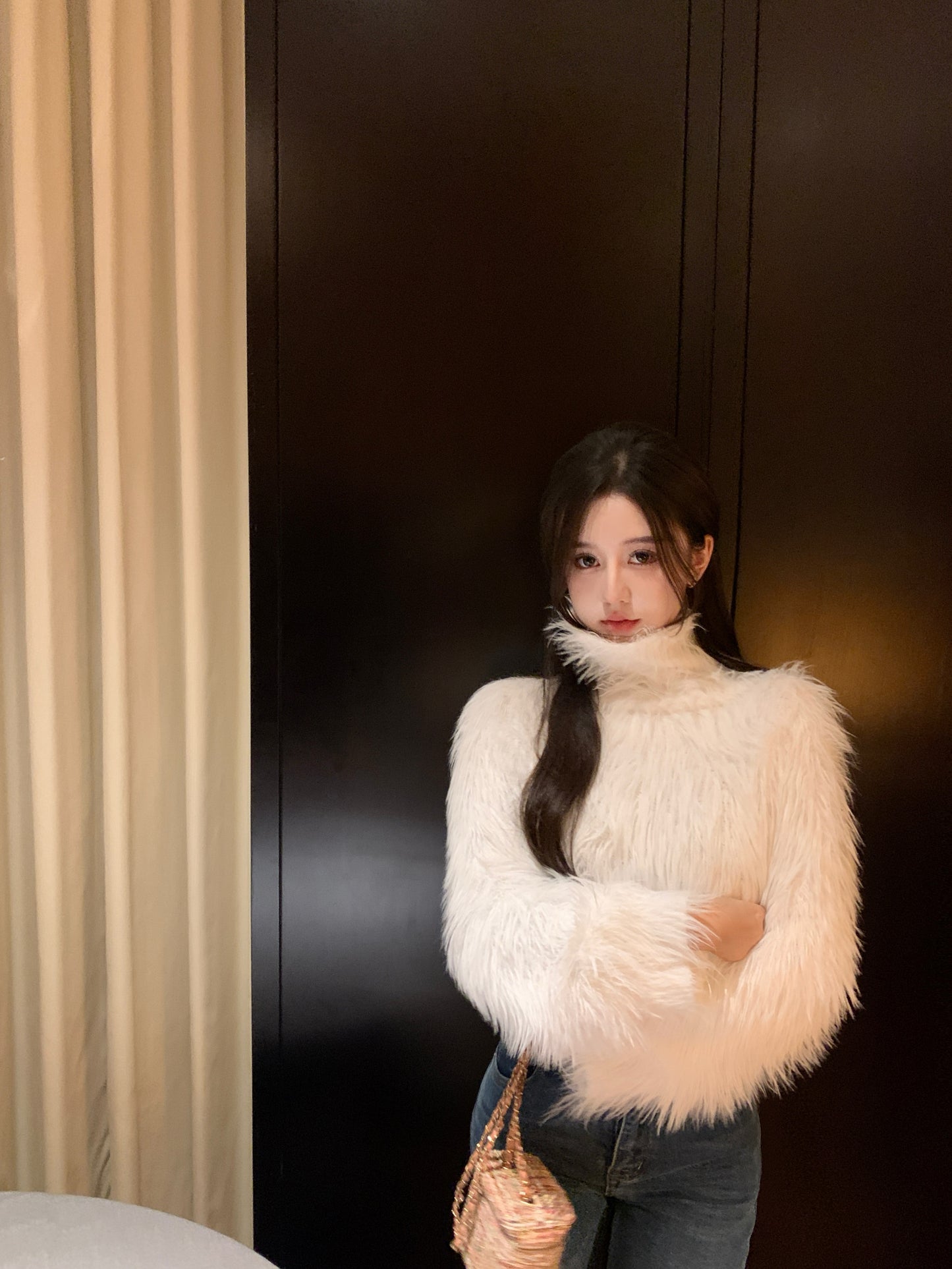 【tops】厚手ハイネックファー秋冬セーターG24461