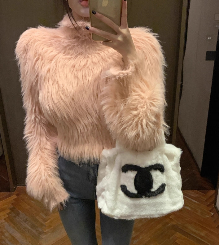 【tops】厚手ハイネックファー秋冬セーターG24461