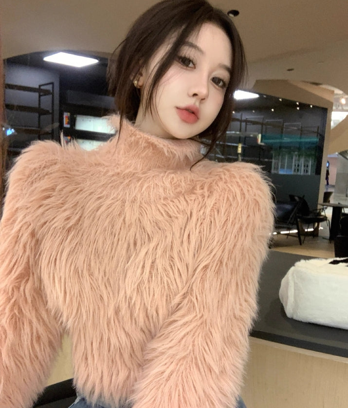 【tops】厚手ハイネックファー秋冬セーターG24461