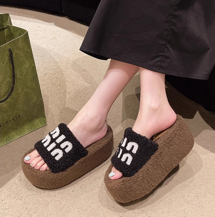 【shoes】3色 厚底8cmスリッパG24462