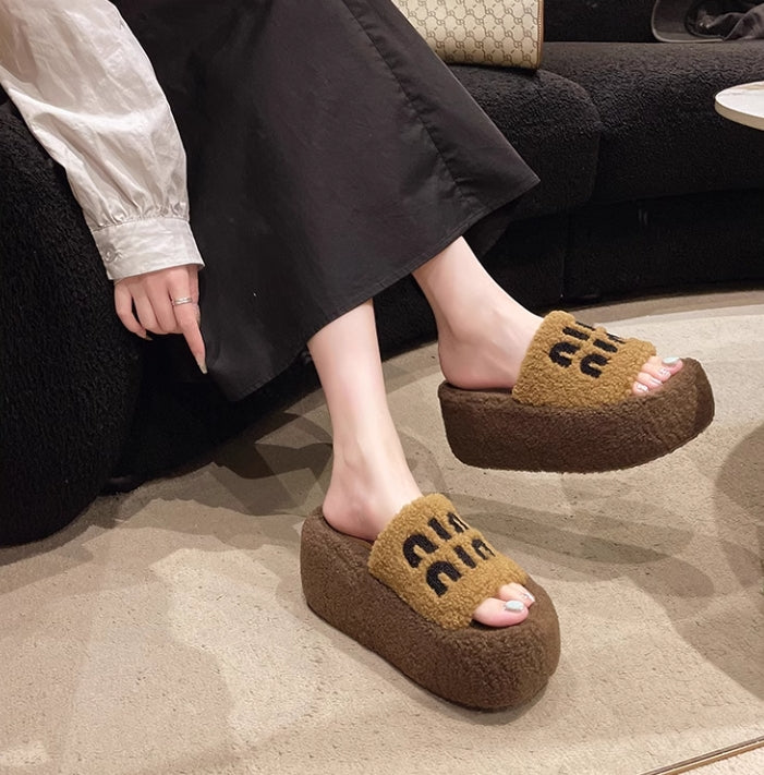 【shoes】3色 厚底8cmスリッパG24462