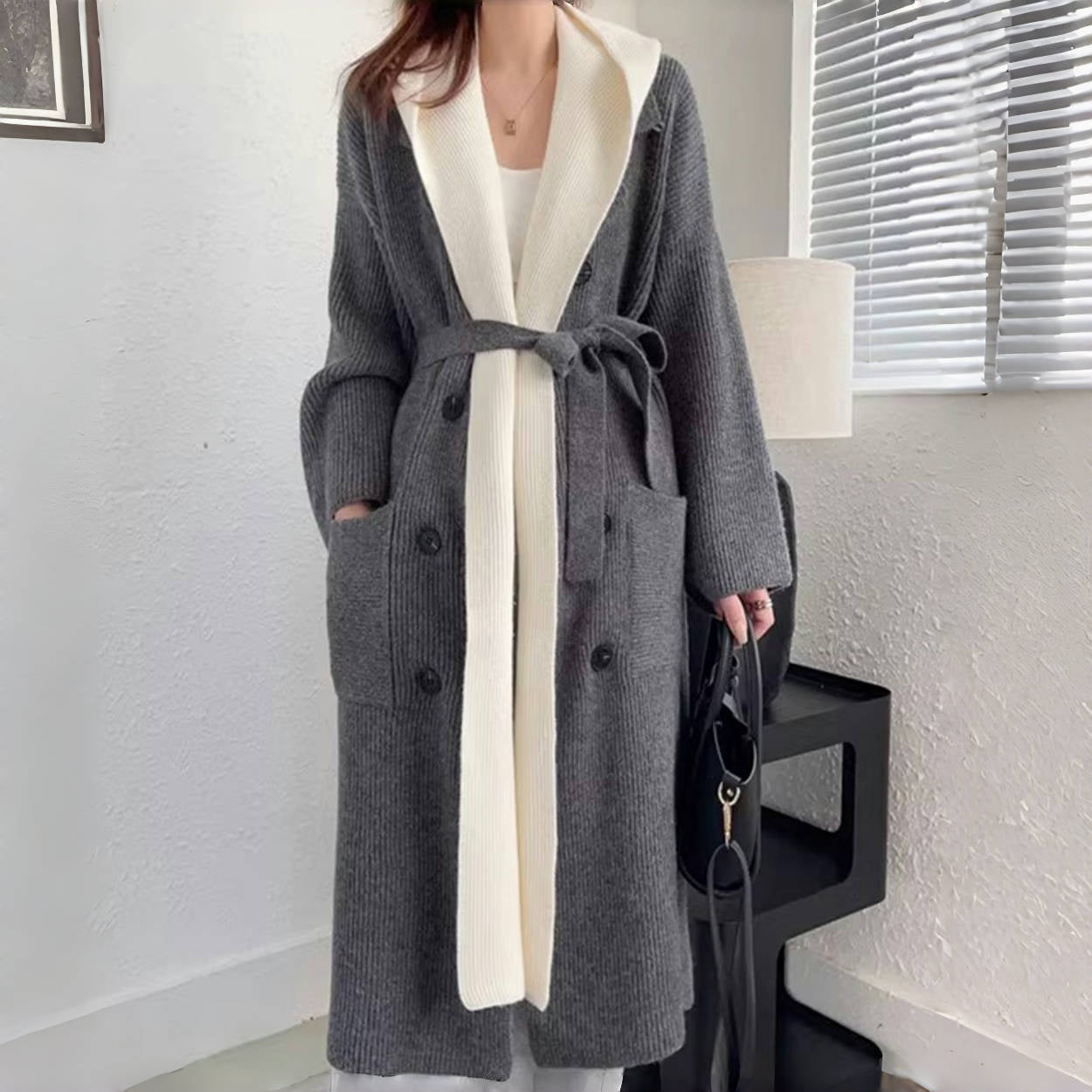 【outer】ゆったりロング丈ニットカーディガンG24465