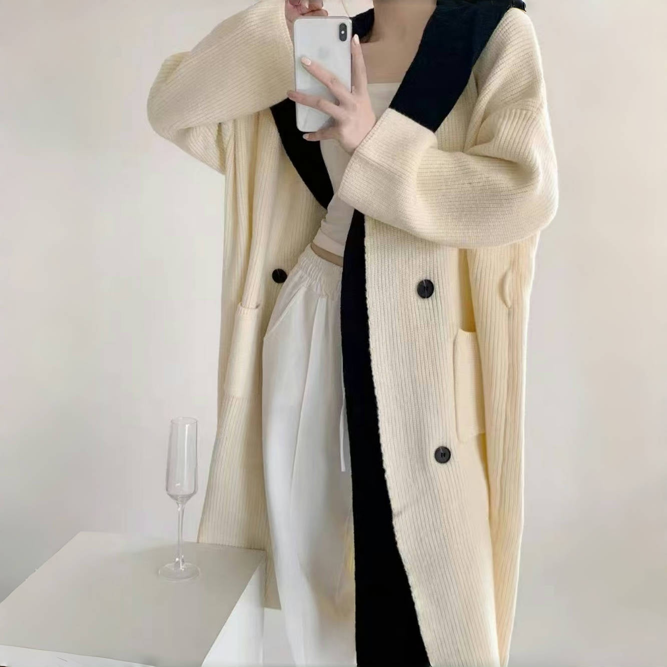 【outer】ゆったりロング丈ニットカーディガンG24465