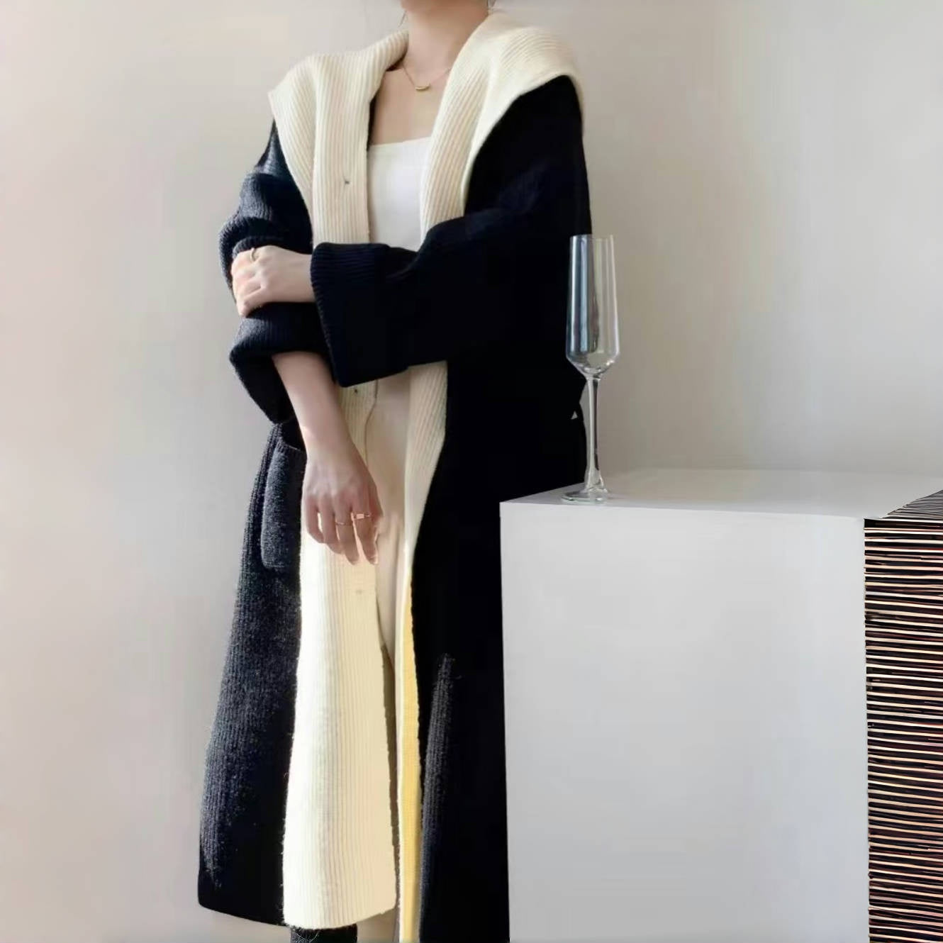 【outer】ゆったりロング丈ニットカーディガンG24465