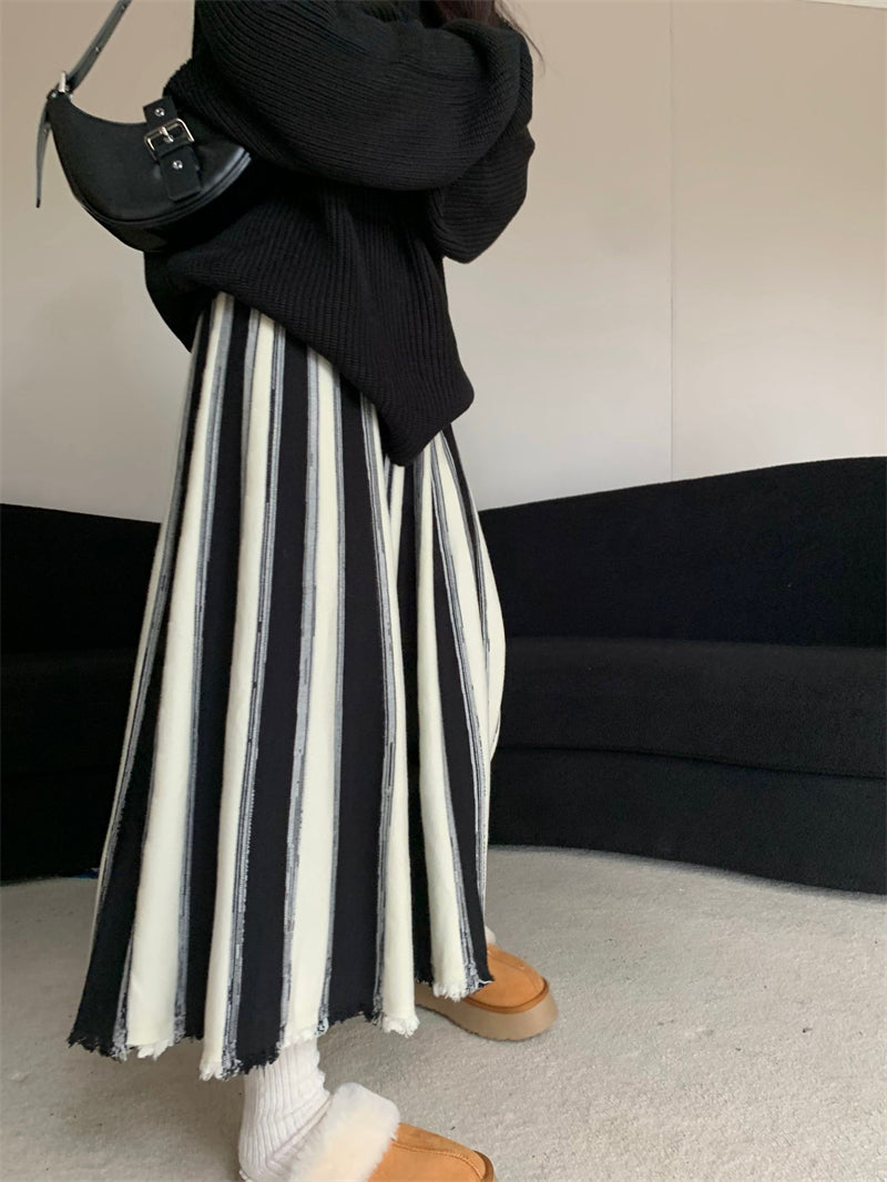 【bottoms】ストライプ柄ニットスカートG24467
