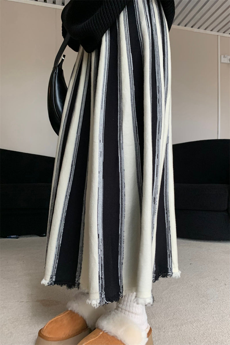 【bottoms】ストライプ柄ニットスカートG24467