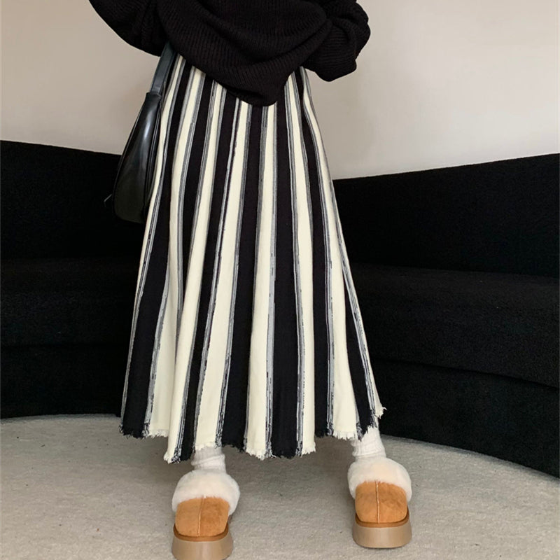 【bottoms】ストライプ柄ニットスカートG24467