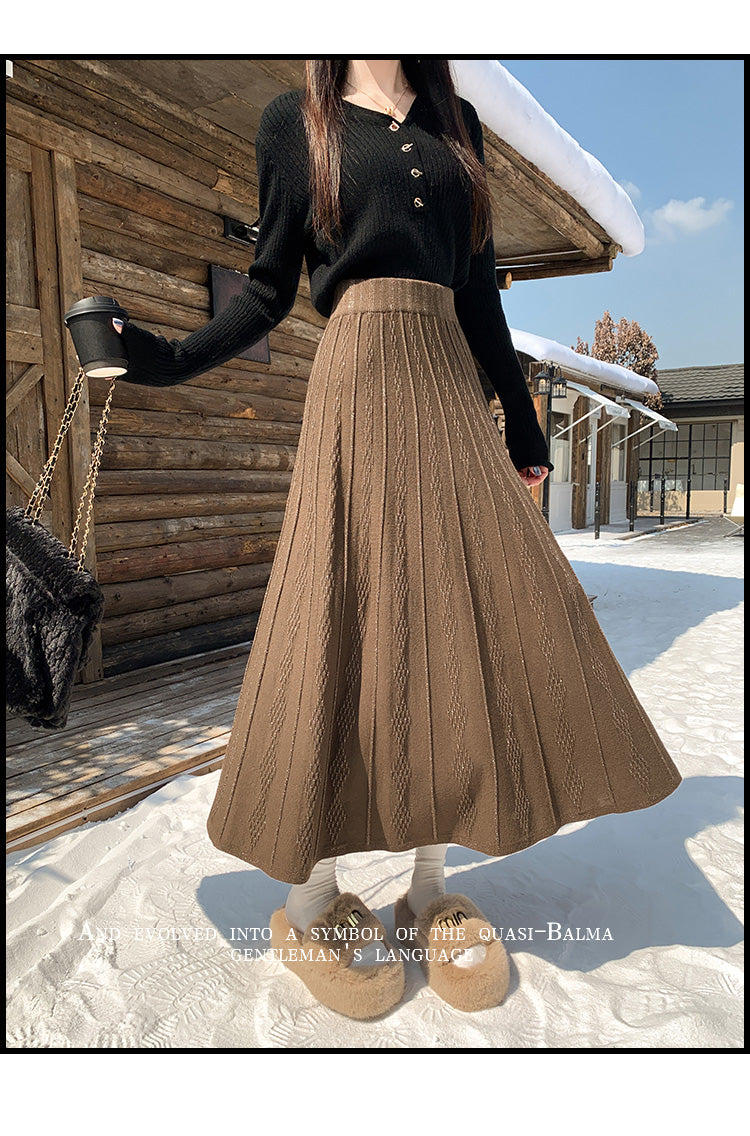 【bottoms】AラインニットスカートG24470