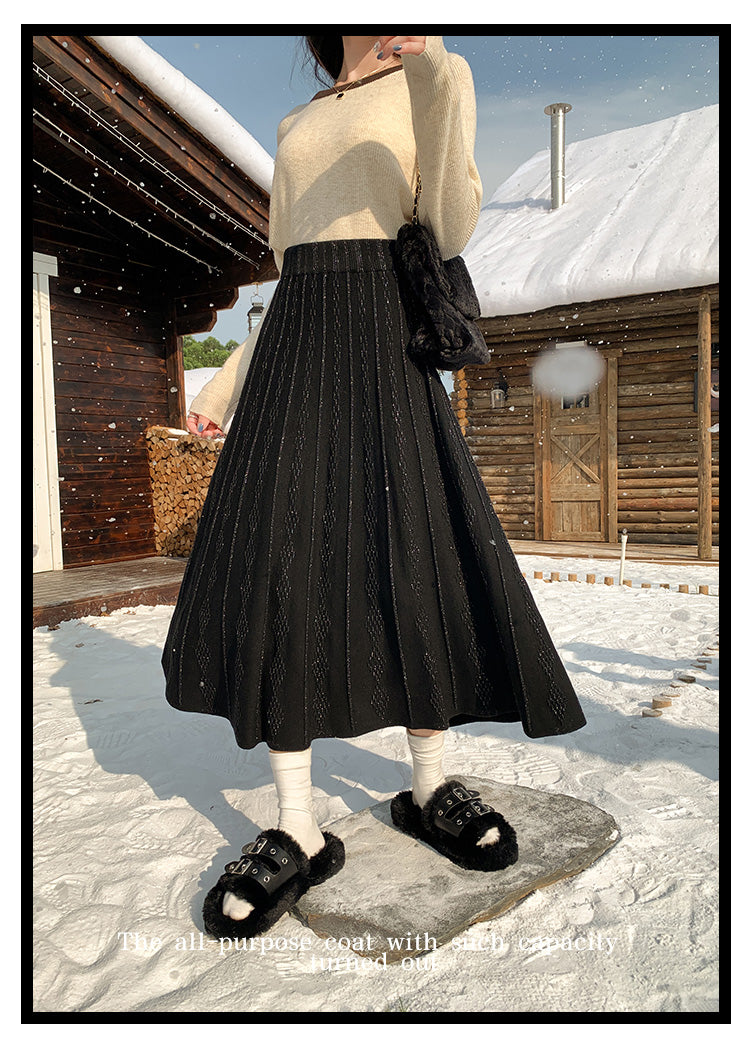 【bottoms】AラインニットスカートG24470