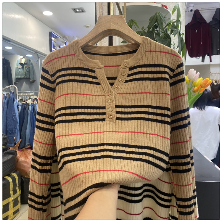 【tops】ストライプ柄ニットセーターG24471