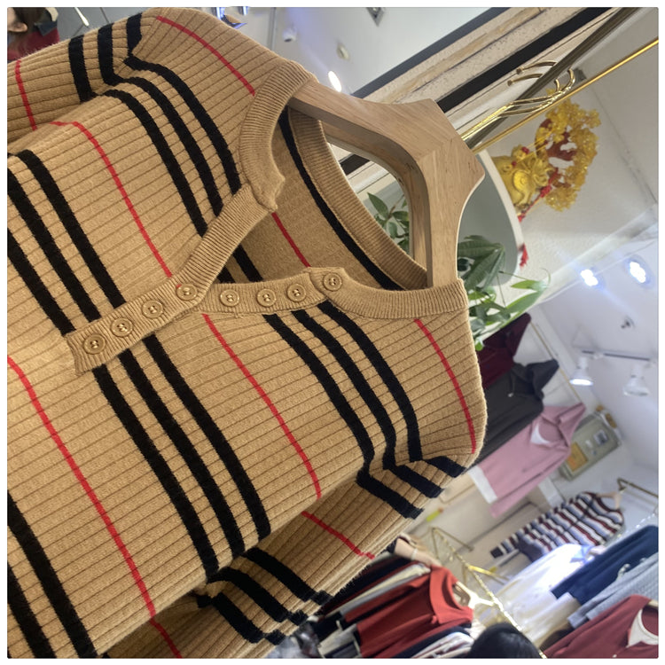 【tops】ストライプ柄ニットセーターG24471