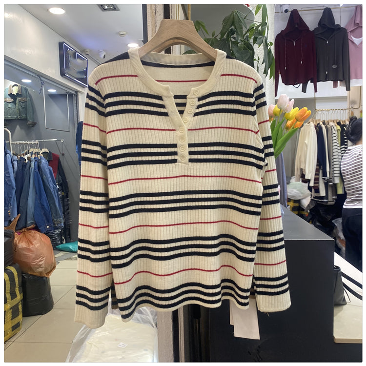 【tops】ストライプ柄ニットセーターG24471