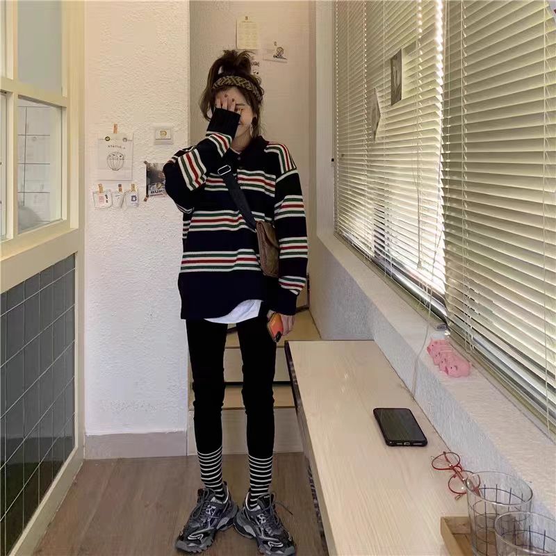 【tops】ストライプ柄ニットセーターG24472