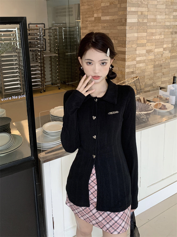 【tops】長袖折り襟ニットトップスG24473