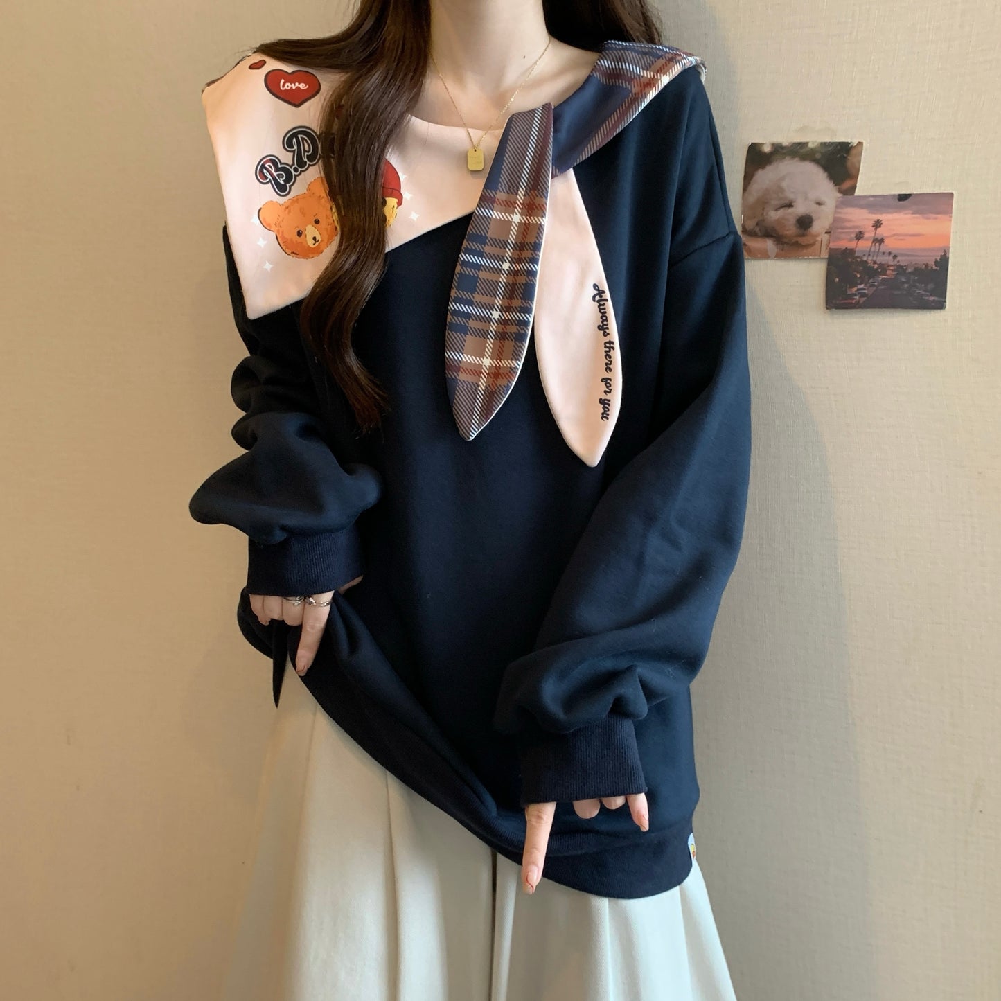 【tops】長袖ネイビーカラーパーカーG24475