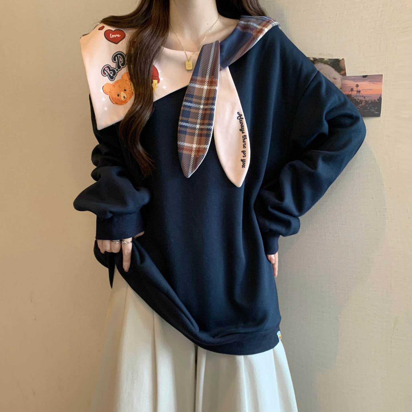 【tops】長袖ネイビーカラーパーカーG24475