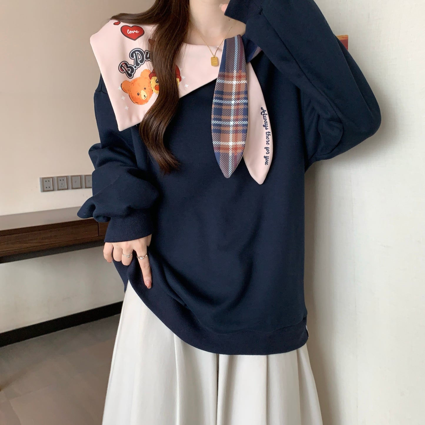 【tops】長袖ネイビーカラーパーカーG24475