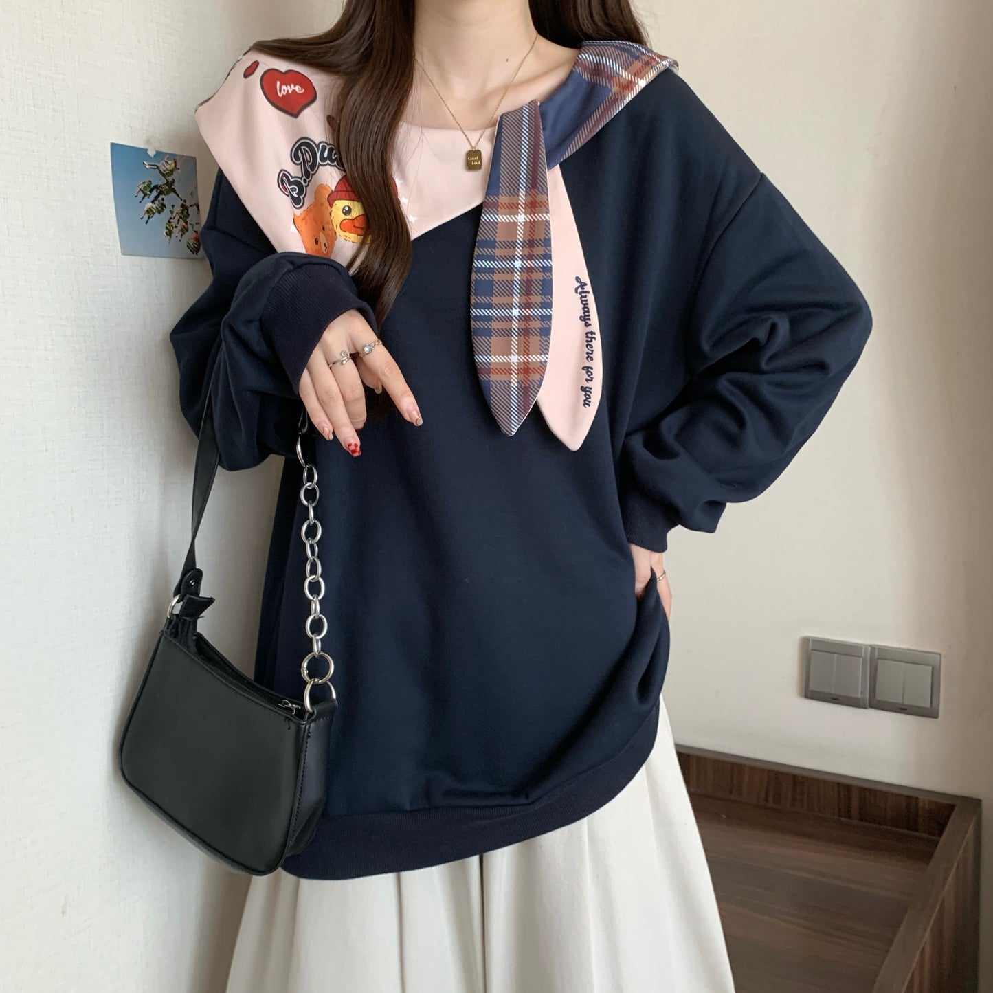 【tops】長袖ネイビーカラーパーカーG24475