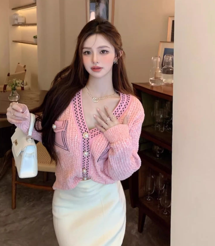 【outer】VネックニットカーディガンG24488