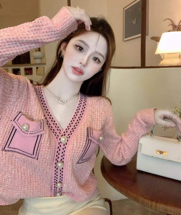 【outer】VネックニットカーディガンG24488