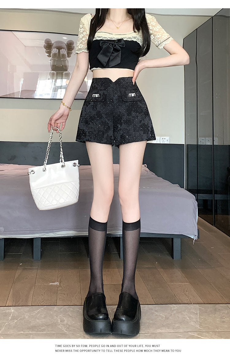 【bottoms】2色AラインショートパンツG24500