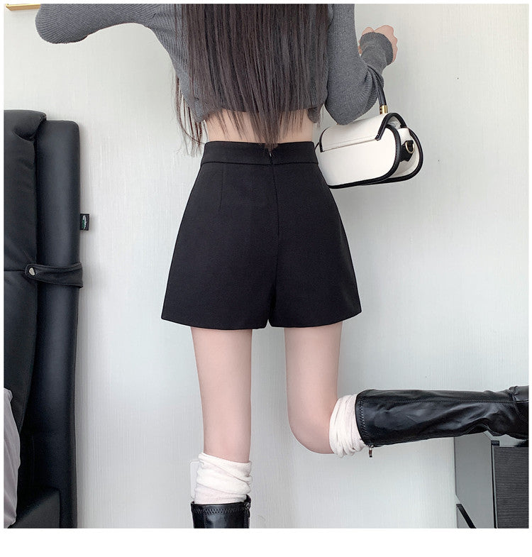 【bottoms】2色ラシャ生地AラインショートパンツG24502