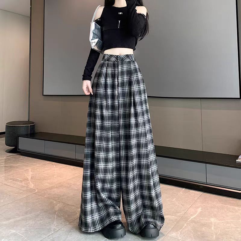 【bottoms】ゆったりチェック柄ガウチョパンツG24519