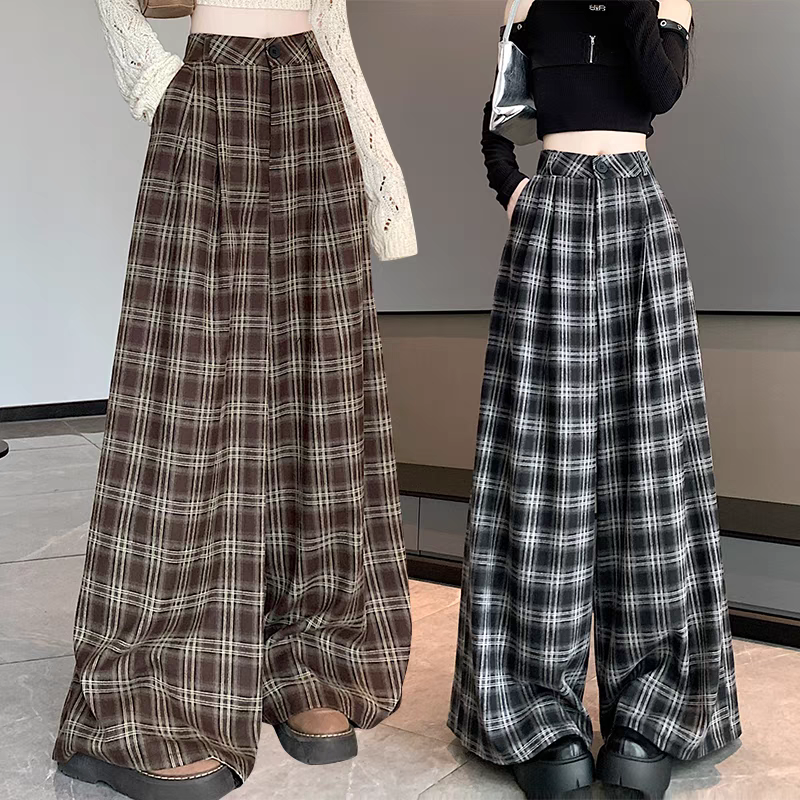 【bottoms】ゆったりチェック柄ガウチョパンツG24519