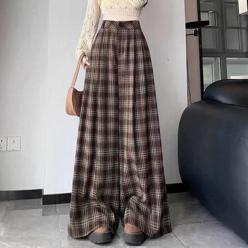 【bottoms】ゆったりチェック柄ガウチョパンツG24519