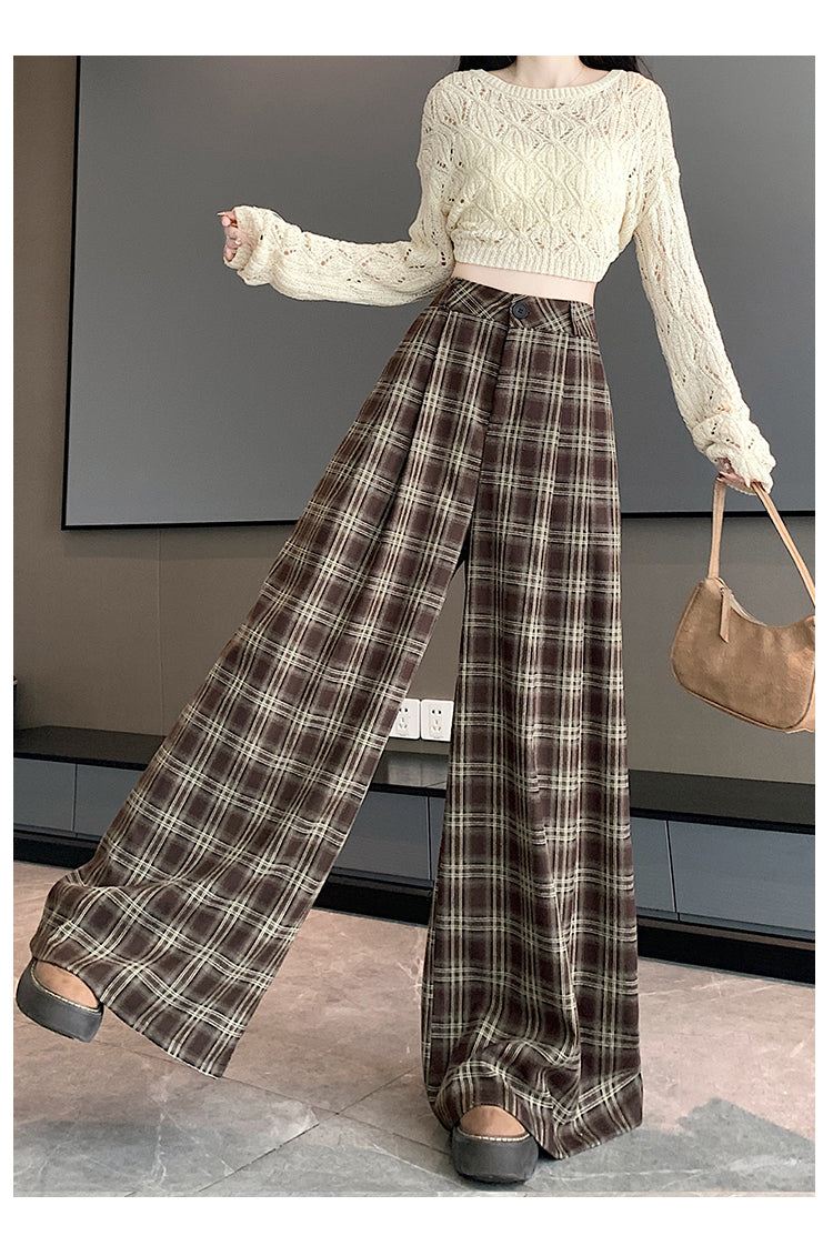 【bottoms】ゆったりチェック柄ガウチョパンツG24519