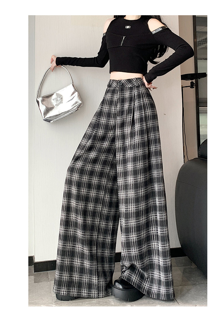 【bottoms】ゆったりチェック柄ガウチョパンツG24519