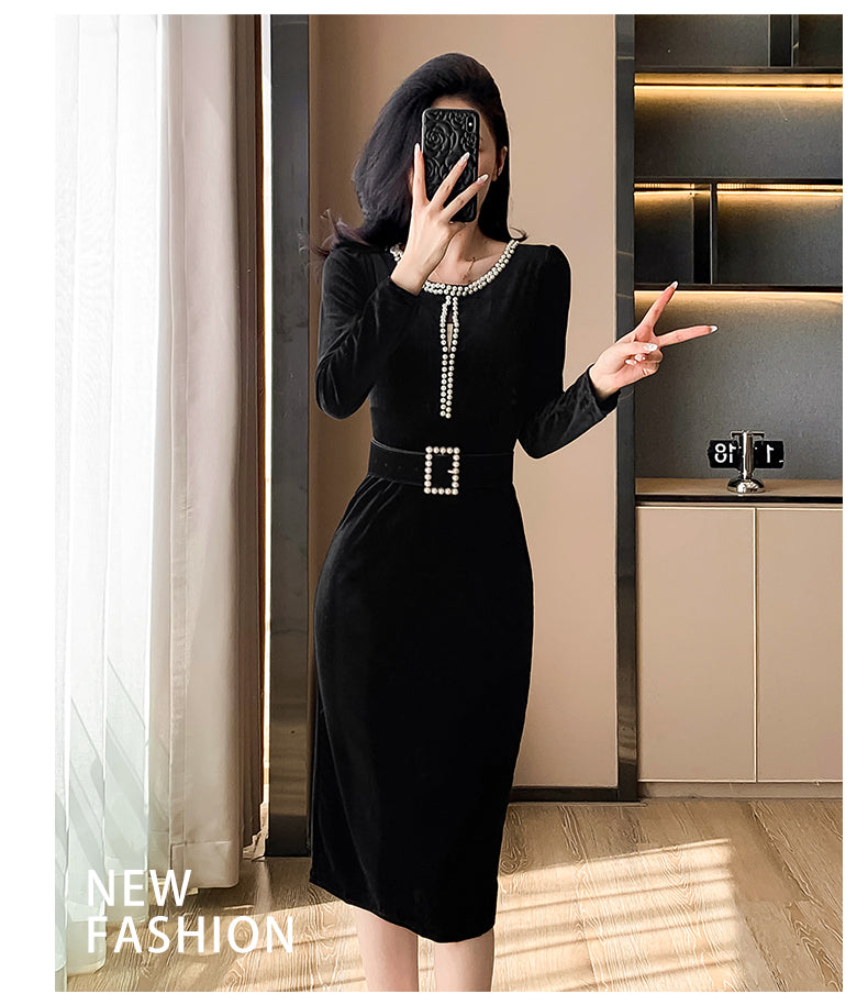 【dress】ビーズ体型カバーワンピースG24523